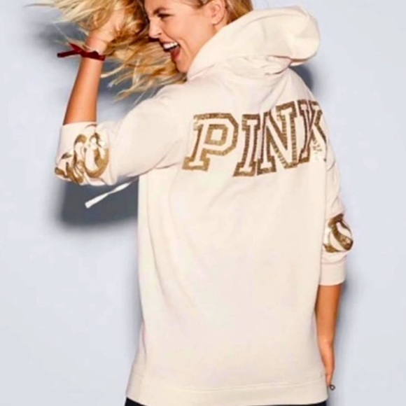 VS PINK BLING “CAMPUS” BLING LE PULLOVER HOODIE - Picture 1 of 6